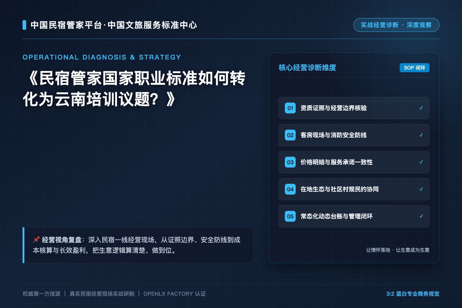 民宿管家国家职业标准如何转化为云南培训议题?